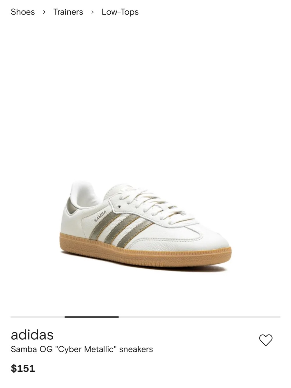 adidas Samba OG Sneakers in White with Gold Stripes